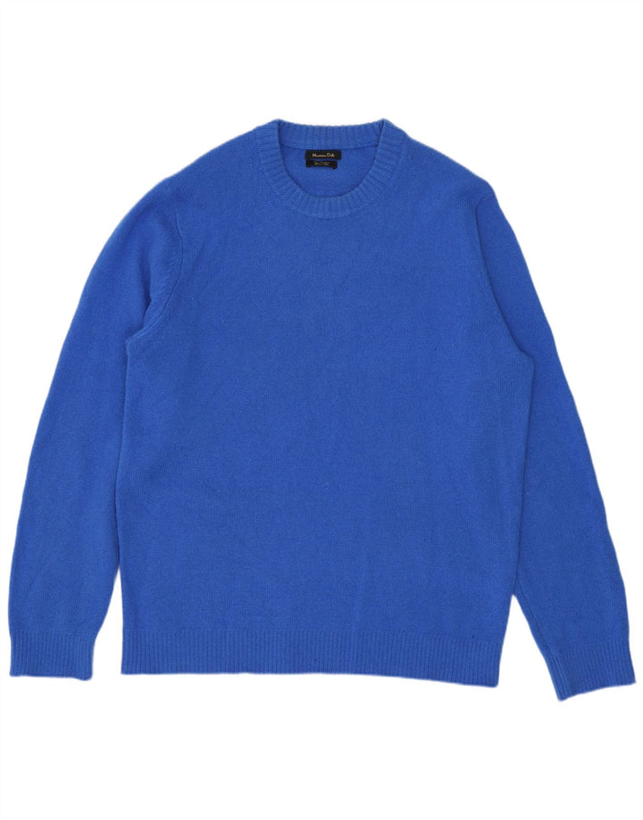 Massimo Dutti Pull à col rond pour homme en laine bleue Taille L