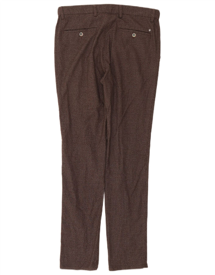 Massimo Dutti Pantalon Chino Homme EU 42 Large W32 L32 Marron Pied-de-Poule