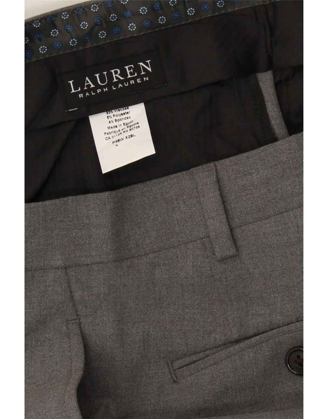 RALPH LAUREN Mens Straight Suit Trousers W36 L29 Grey Polyester Vintage Ralph Lauren and Second-Hand Ralph Lauren from Messina Hembry 