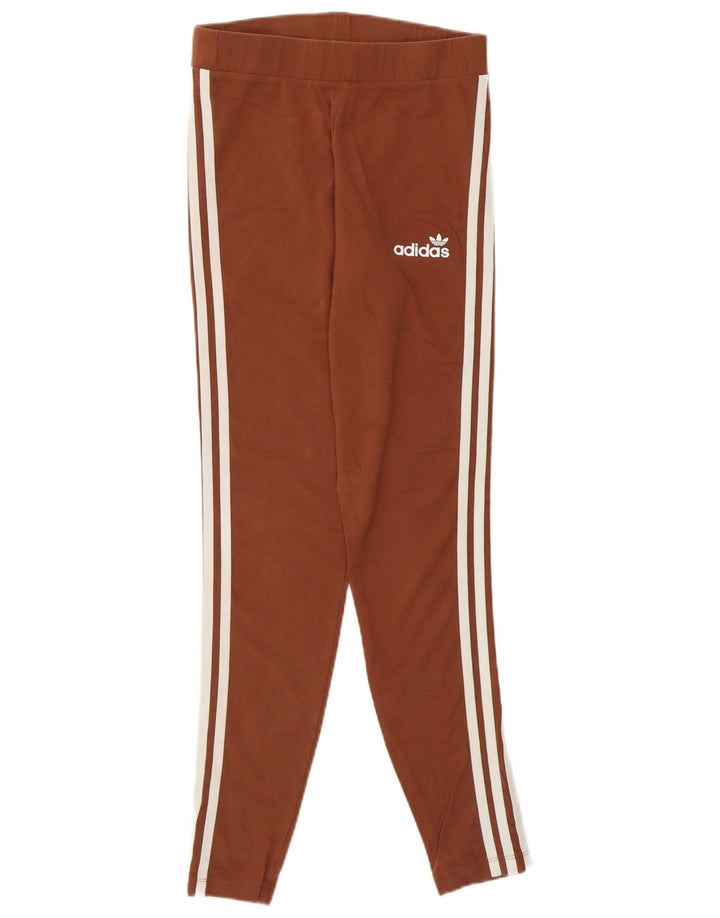 Adidas Leggings Femme UK 12 Coton Marron Moyen