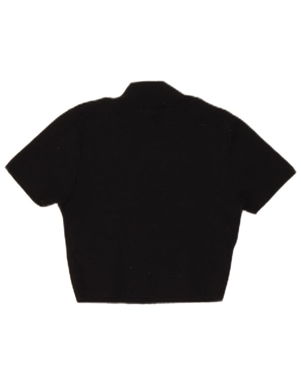 Zara Pull court à manches courtes et col rond pour femme UK 8 Small Noir