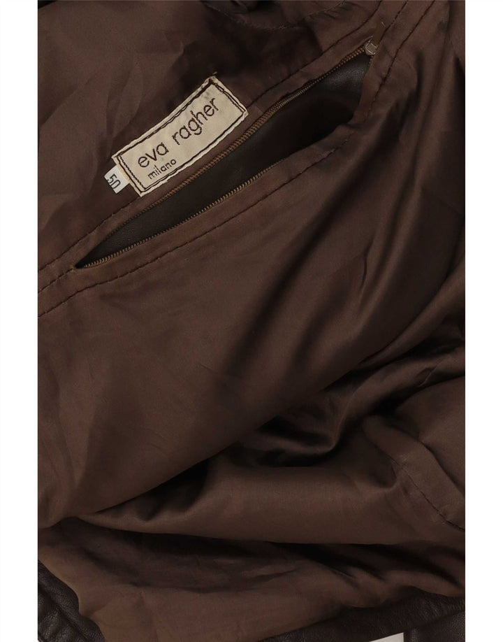 Veste Blazer En Cuir Double Boutonnage Vintage Homme IT 50 Grand Marron