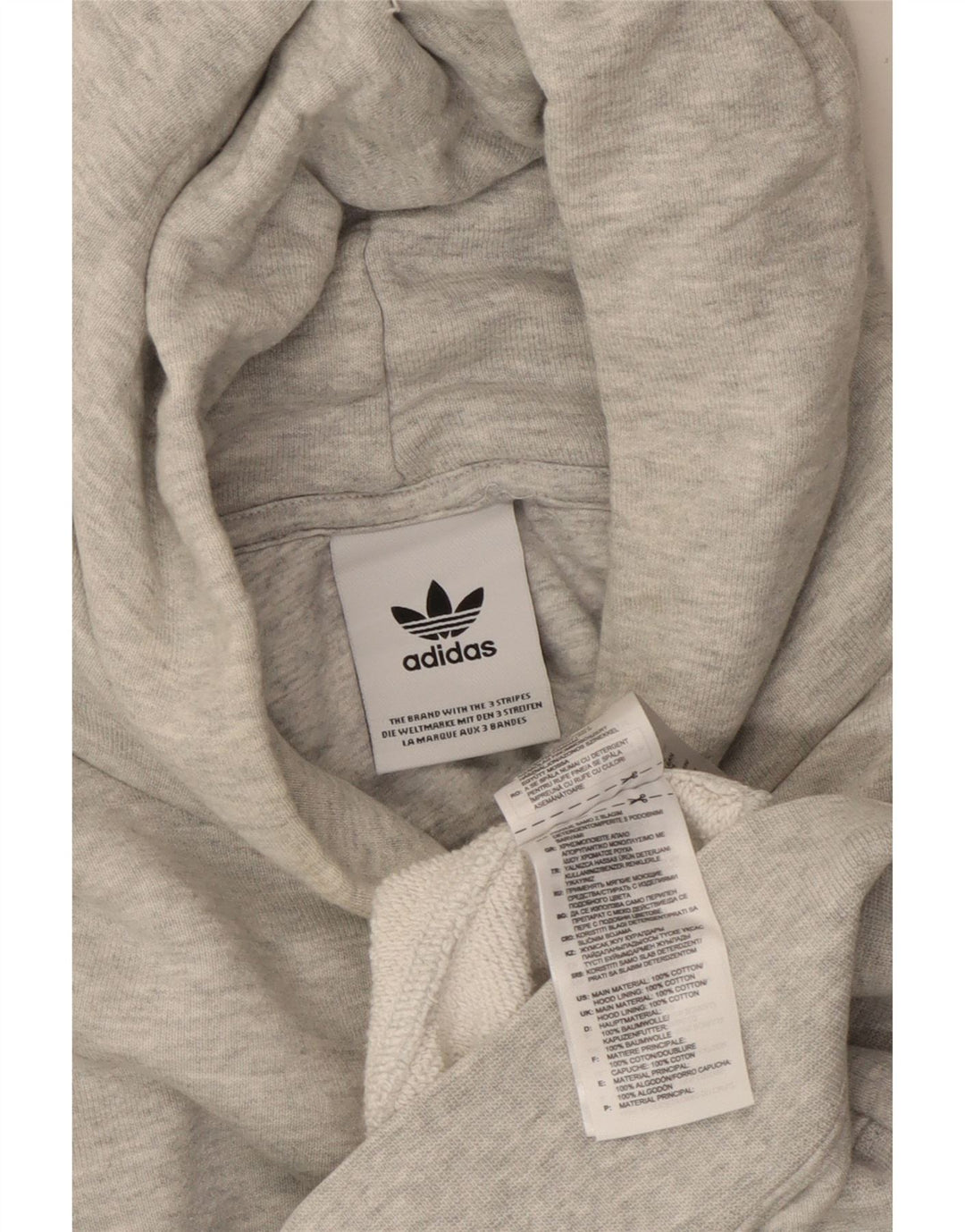 Adidas Pull à capuche court pour femme UK 14 Coton gris moyen