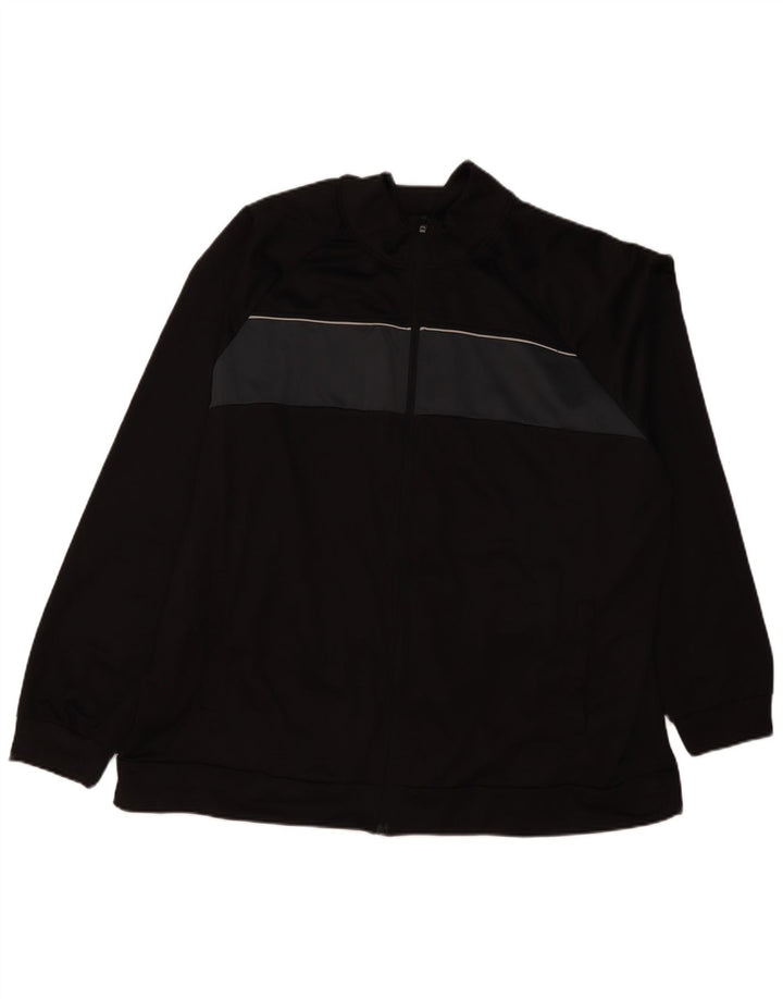 Vintage Mens Survêtement Top Veste 3XL Noir Colourblock Polyester