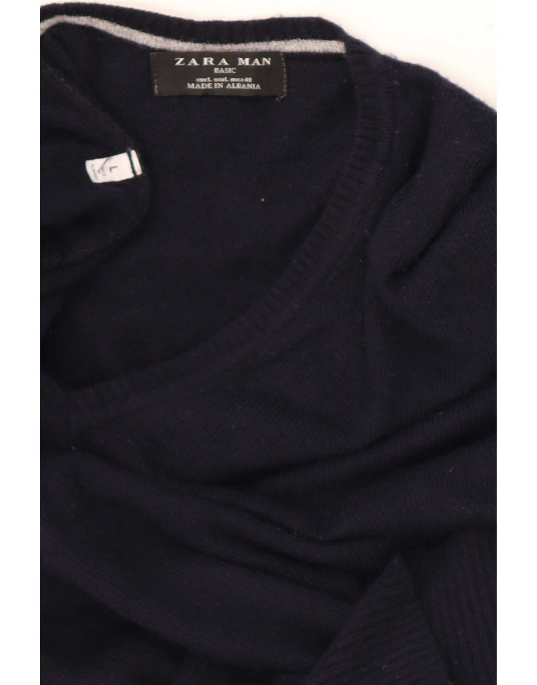 Zara Pull col V pour homme Bleu marine Taille L