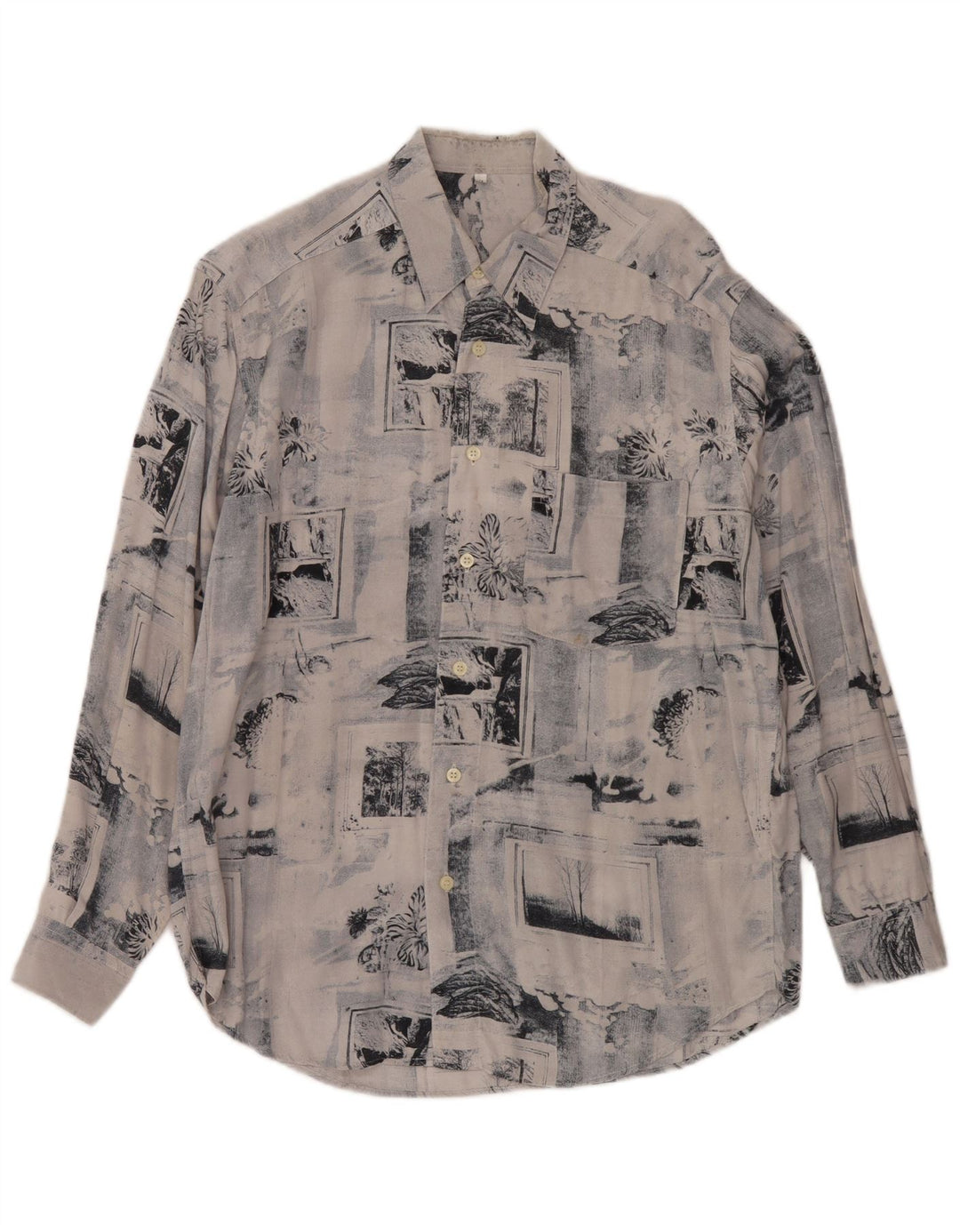 Chemise homme vintage bleu moyen patchwork viscose