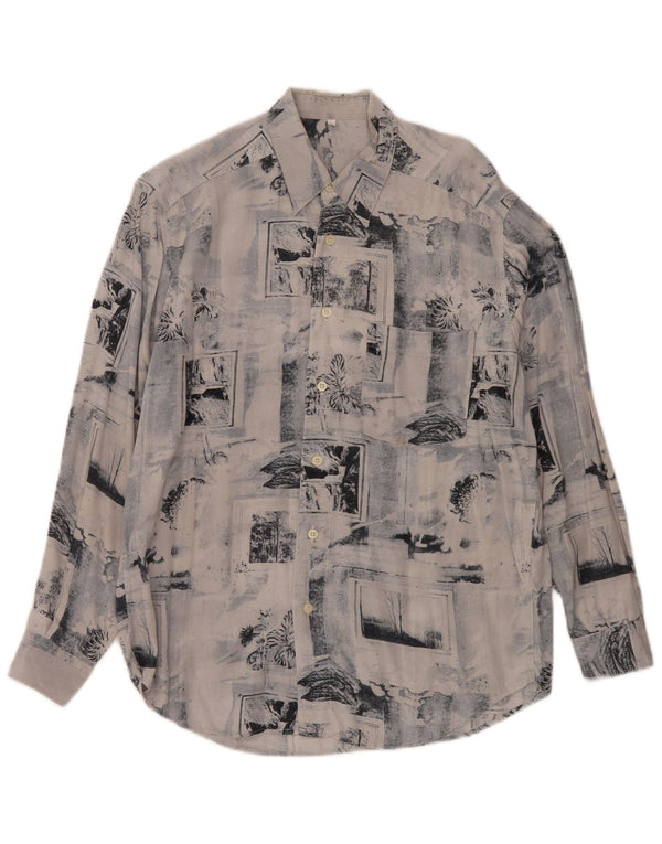 Chemise homme vintage bleu moyen patchwork viscose
