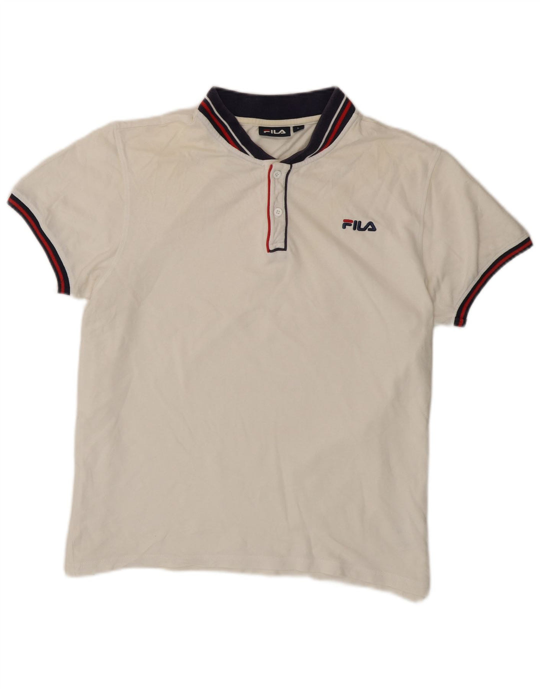 Fila Polo Homme Large Blanc Rayé Coton