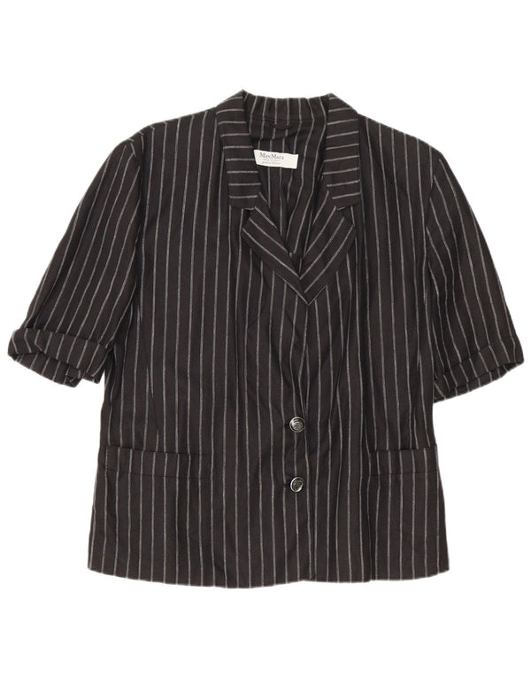 Max Mara Veste blazer à 2 boutons pour femme UK 14 Noir moyen à fines rayures
