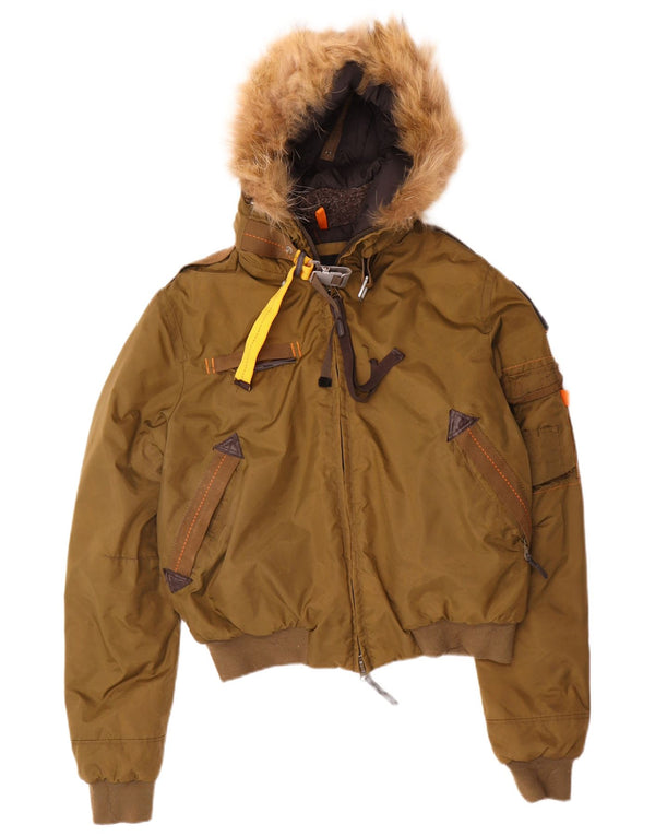 veste bomber à capuche femme vintage UK 16 Grand Kaki Polyamide
