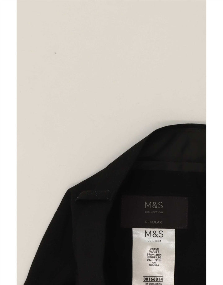 Marks & Spencer Pantalon de costume fuselé pour homme W38 L31 Noir Polyester Classique