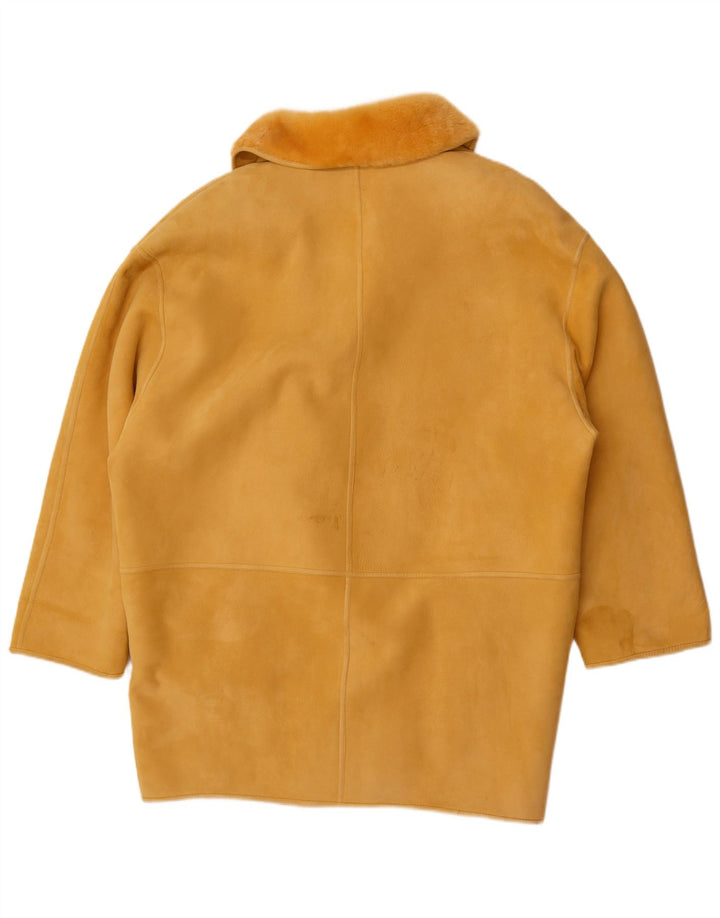 manteau en peau de mouton surdimensionné à double boutonnage vintage pour femme IT 44 Jaune moyen