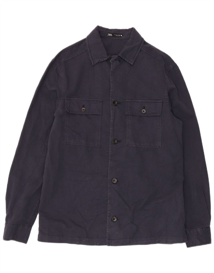 Chemise Zara Homme Bleu Marine Moyen Coton