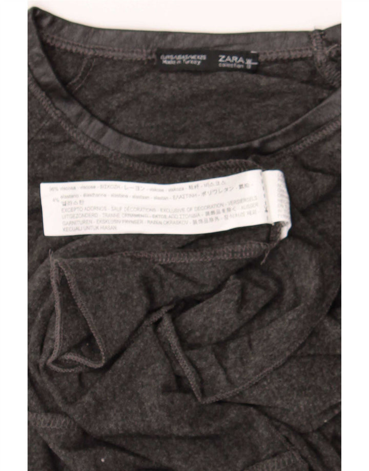 Zara Tunique à manches longues pour femme UK 10 Small Gris Viscose
