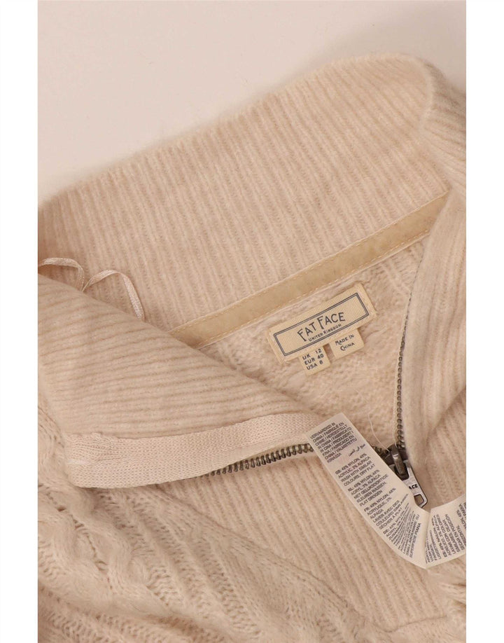Fat Face Pull surdimensionné à col zippé pour femme UK 12 Medium Off White