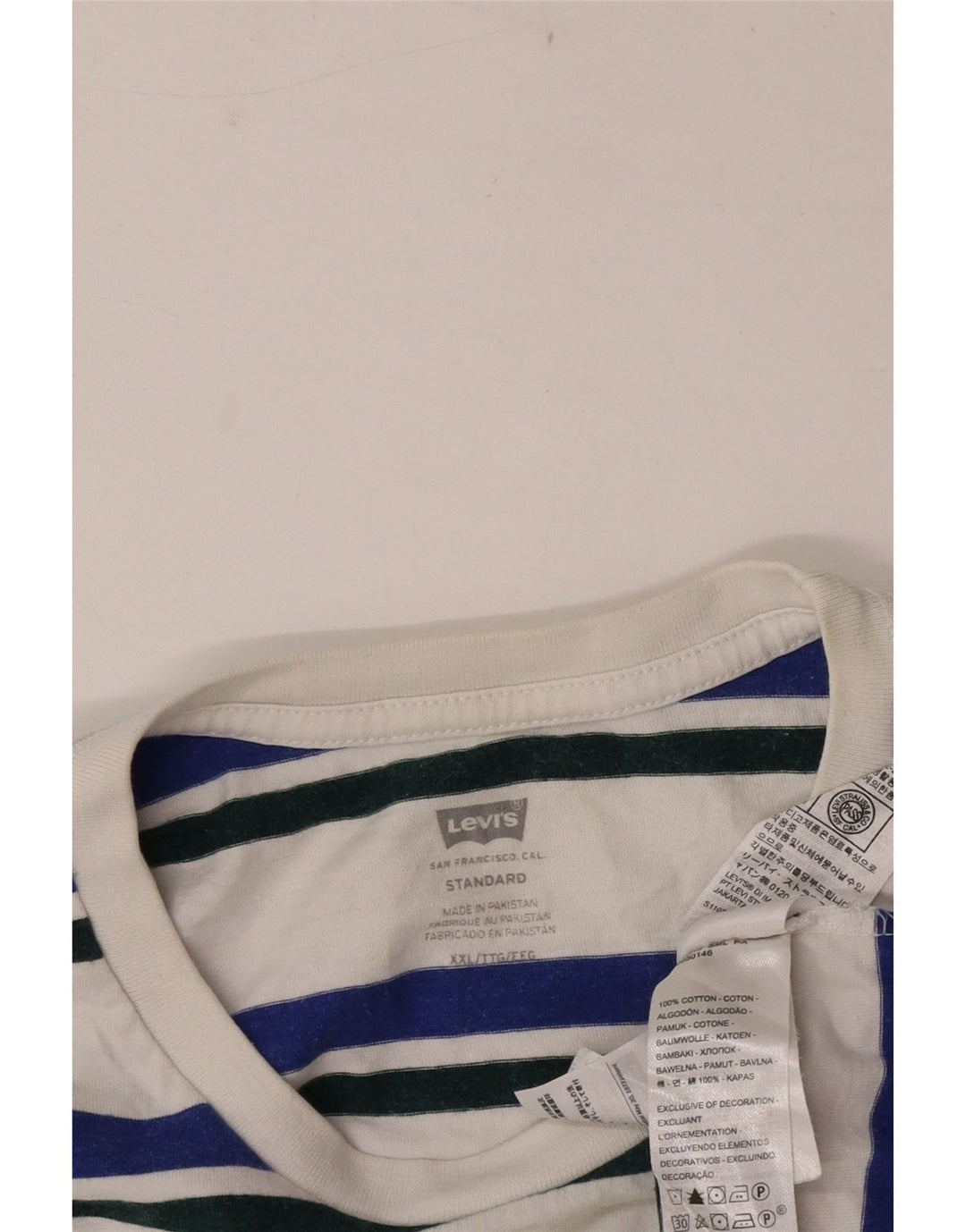 Levi's T-Shirt Standard Homme Blanc Rayé Coton 2XL