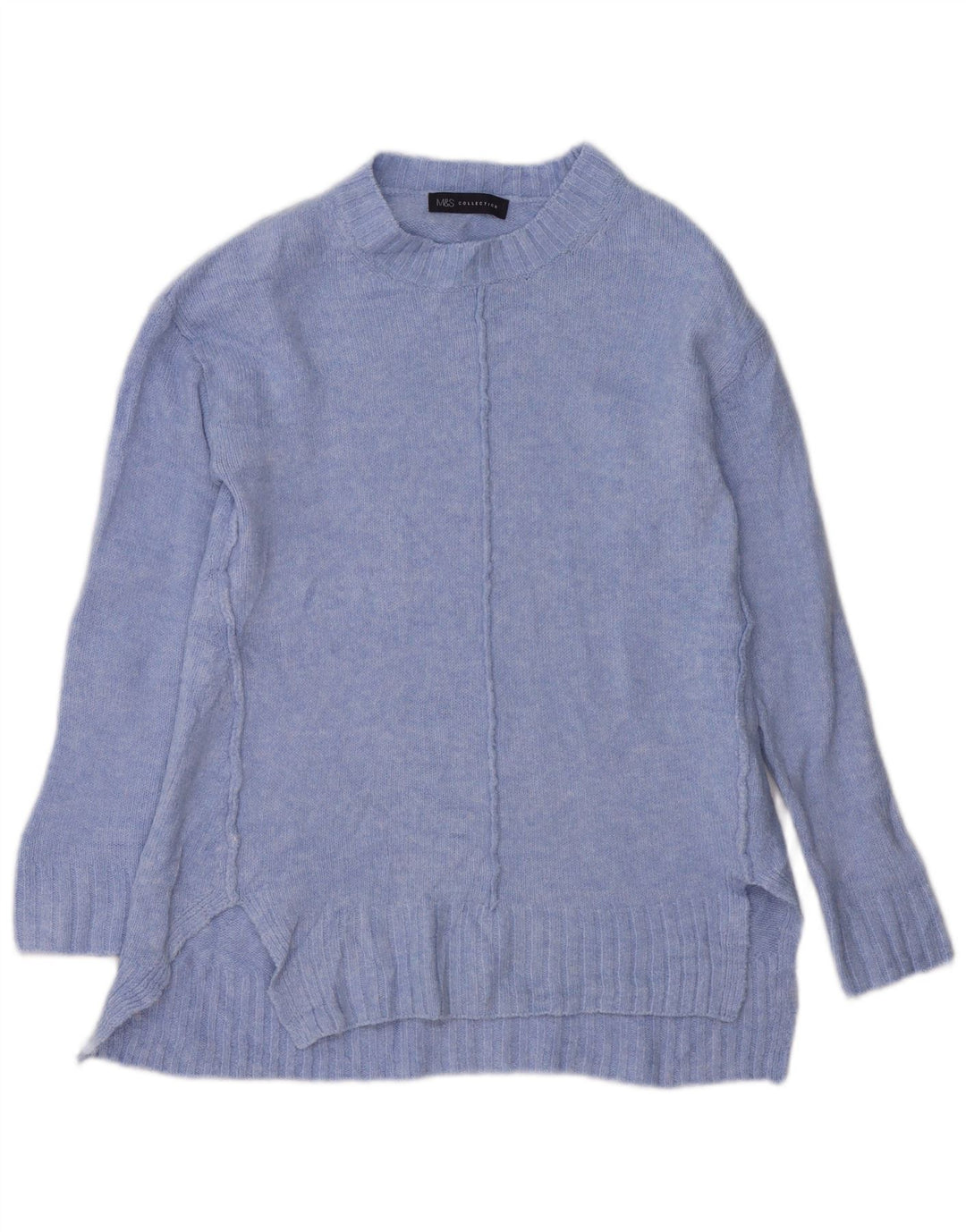 Marks & Spencer Pull long à col rond pour femme UK 10 Petit Bleu