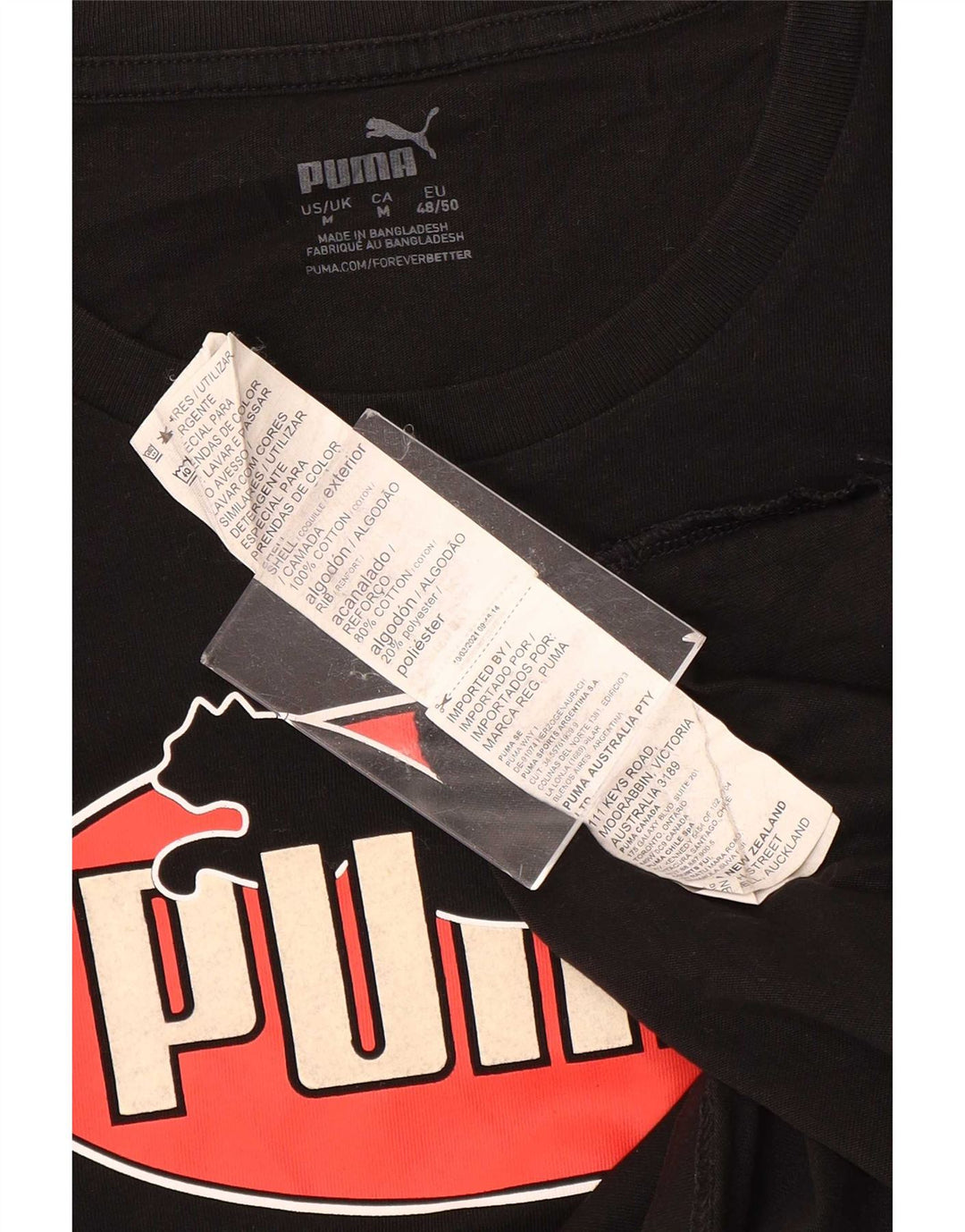 Puma T-Shirt Graphique Homme Noir Moyen Coton