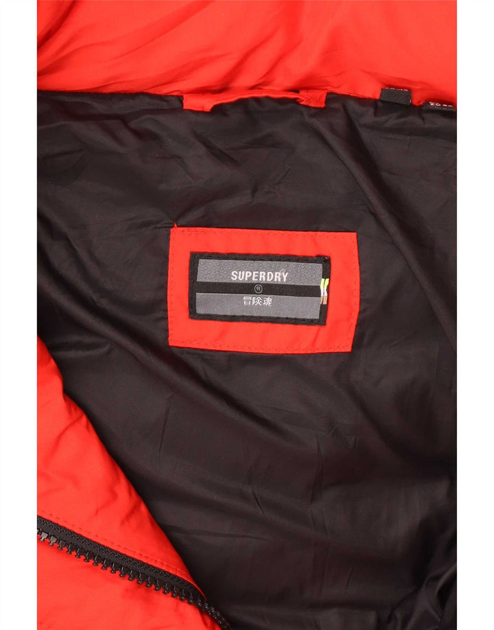 Superdry Manteau rembourré à capuche pour femme UK 12 Rouge moyen Polyester