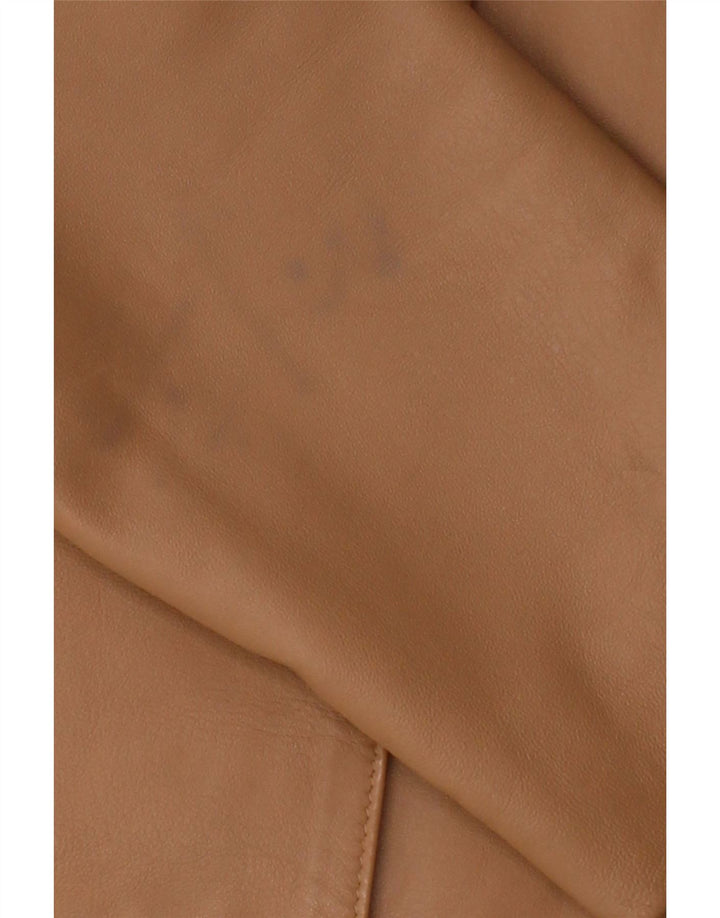 ALAIN MANAOUKIAN Womens Crop Leather Jacket EU 40 Medium Beige Vintage Alain Manaoukian and Second-Hand Alain Manaoukian from Messina Hembry 