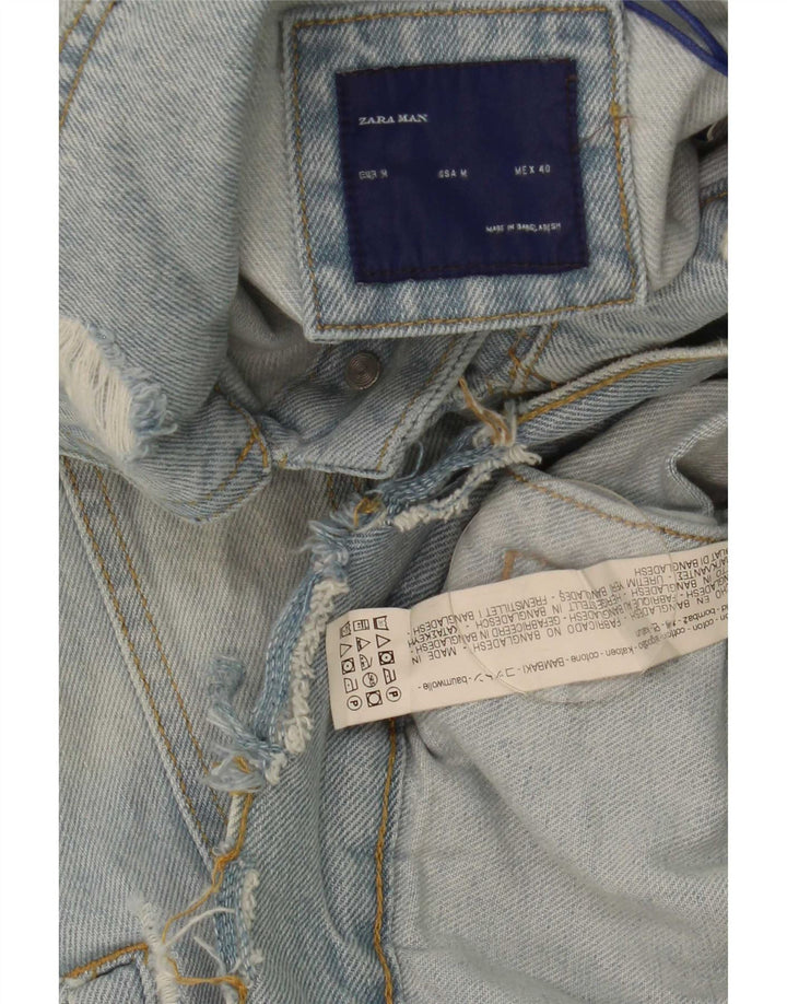 Zara Gilet en jean vieilli pour homme UK 38 Bleu moyen Coton
