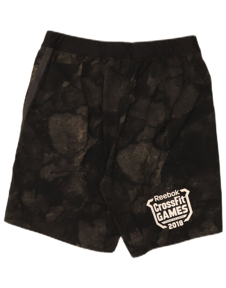 Reebok Short de Sport Cross Fit Graphic Homme Noir Moyen Géométrique Polyester