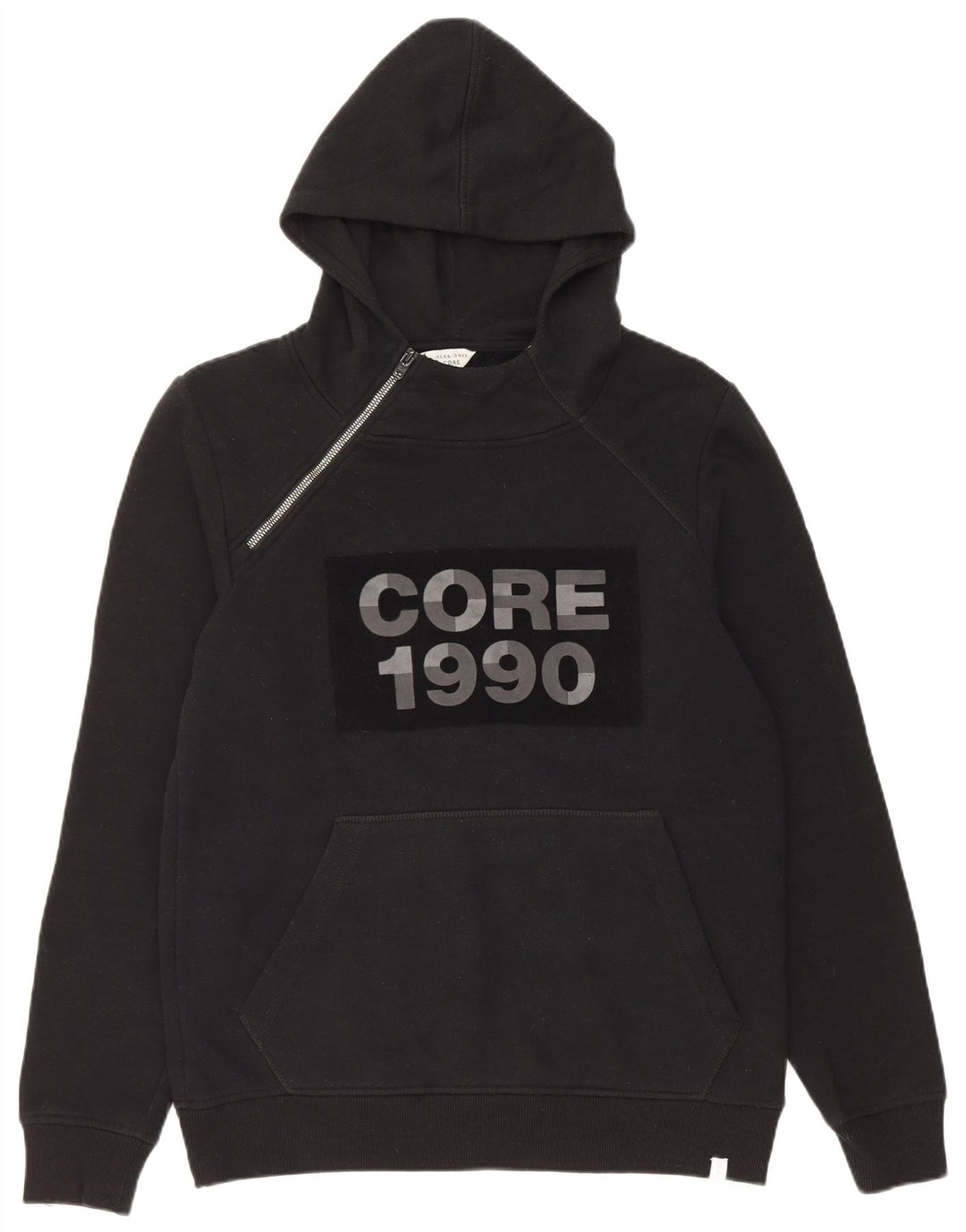 Jack & Jones Pull à Capuche Graphique à Col Zippé Homme Noir Moyen Polyester
