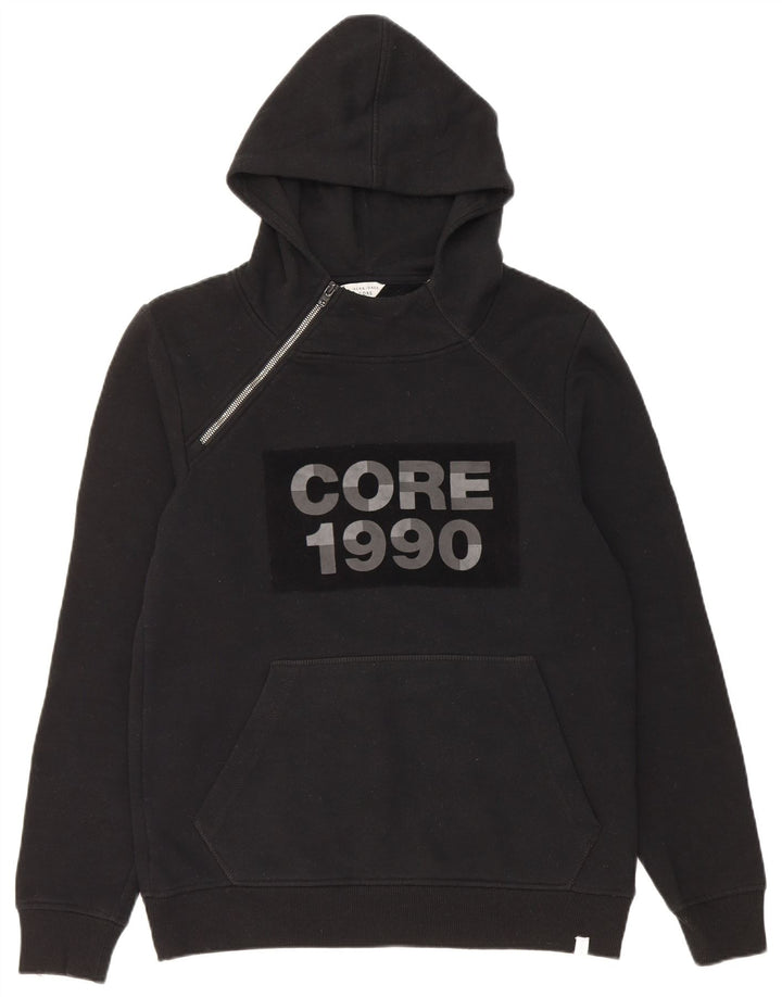 Jack & Jones Pull à Capuche Graphique à Col Zippé Homme Noir Moyen Polyester