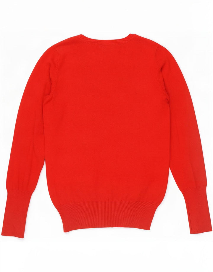 Zara Pull col V pour femme UK 12 Rouge moyen