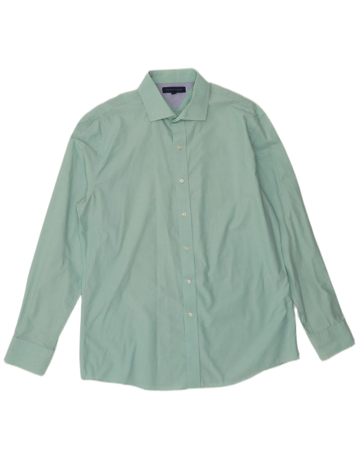Tommy Hilfiger Chemise Homme Taille 16 1/2 Grand Coton Vert