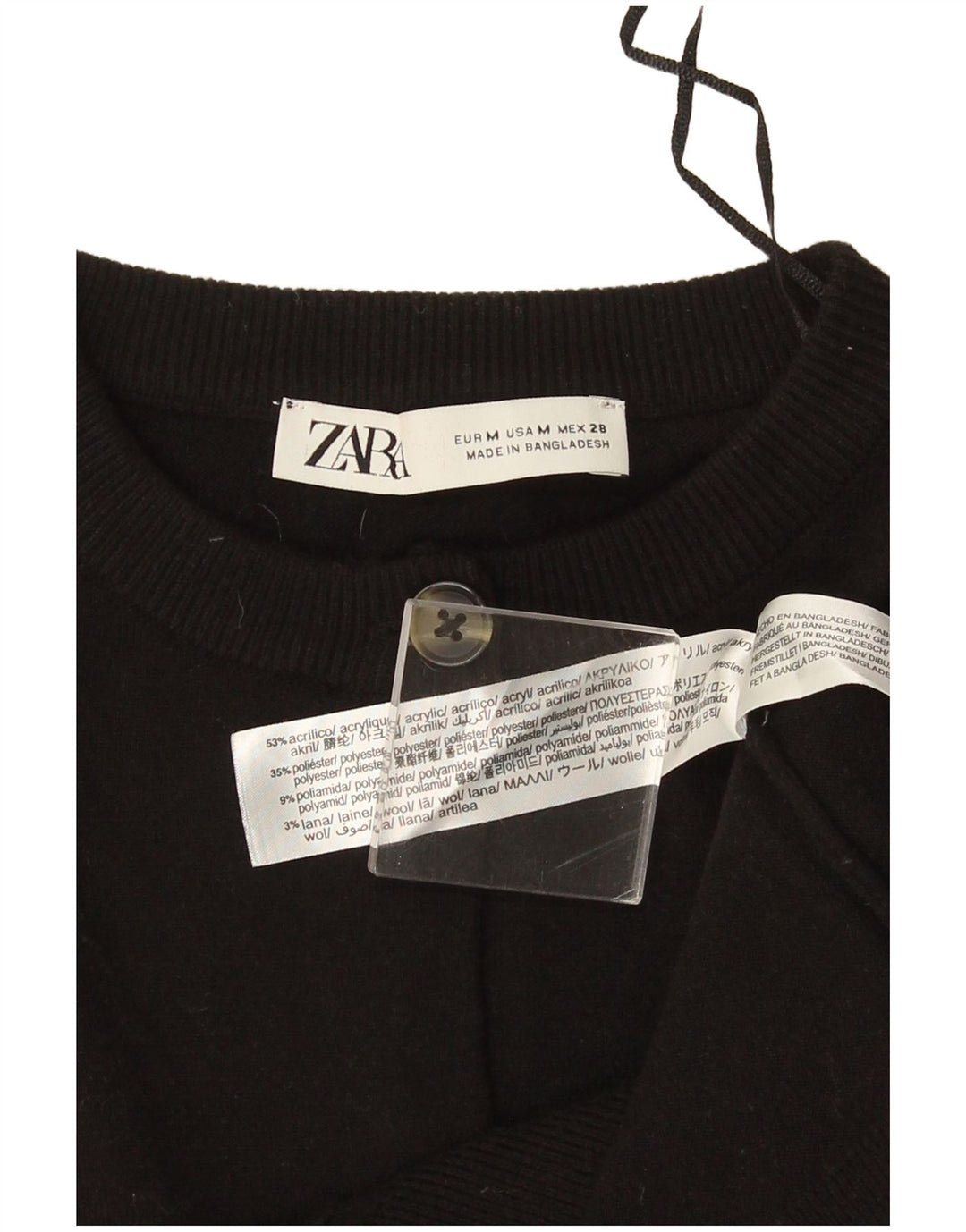 Zara Bolero Jumper UK 14 Femme Acrylique Noir Moyen