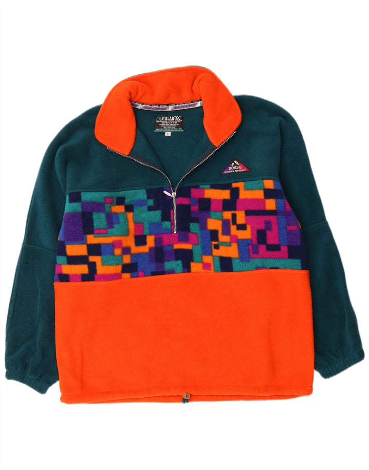 Polartec Pull polaire à col zippé pour homme Grand polyester géométrique vert