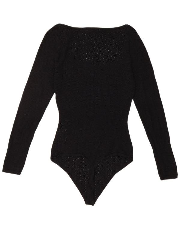 ABERCROMBIE & FITCH Womens Long Sleeve Bodysuit UK 8 Small Black Viscose