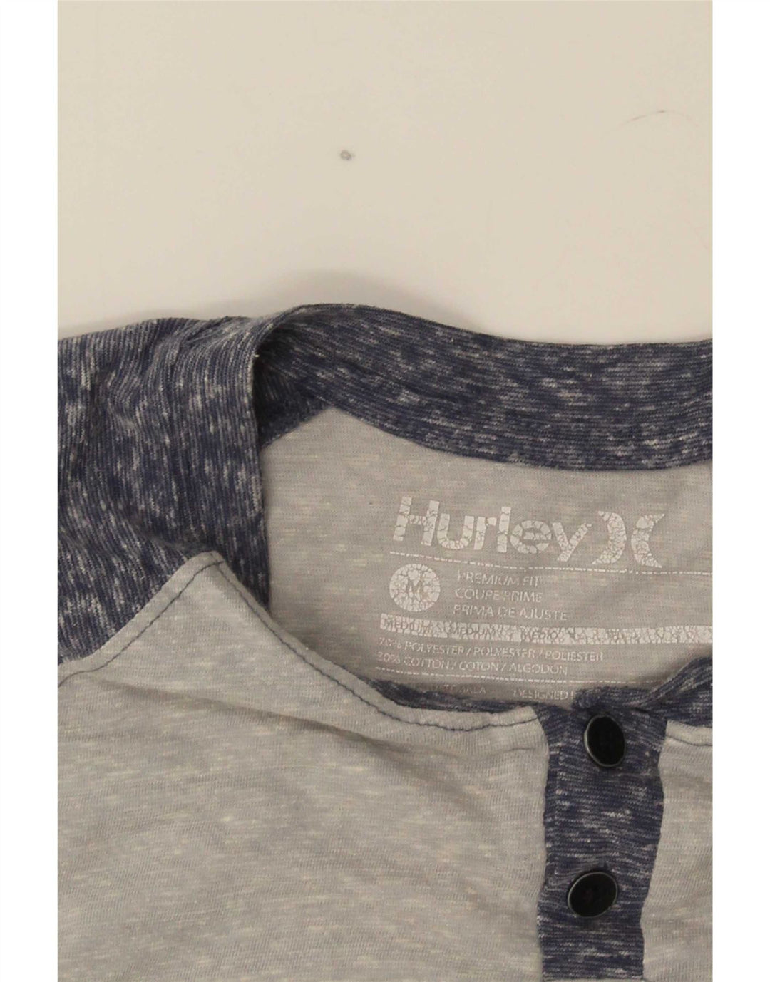 Hurley T-Shirt Premium Fit Homme Gris Moyen Polyester Colorblock