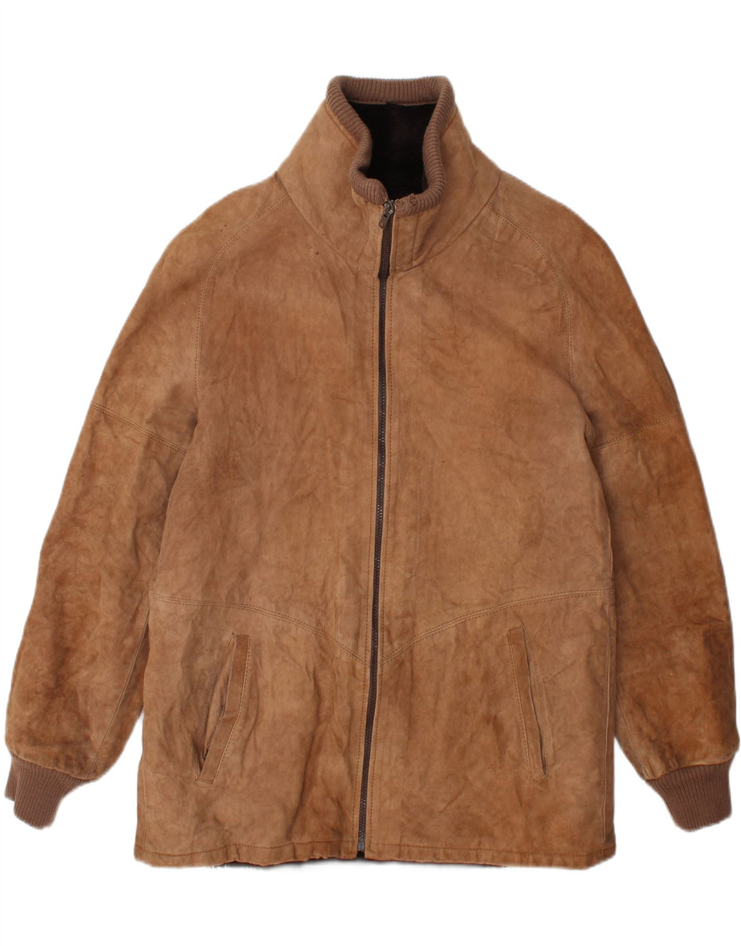 veste en peau de mouton homme vintage UK 38 Cuir brun moyen