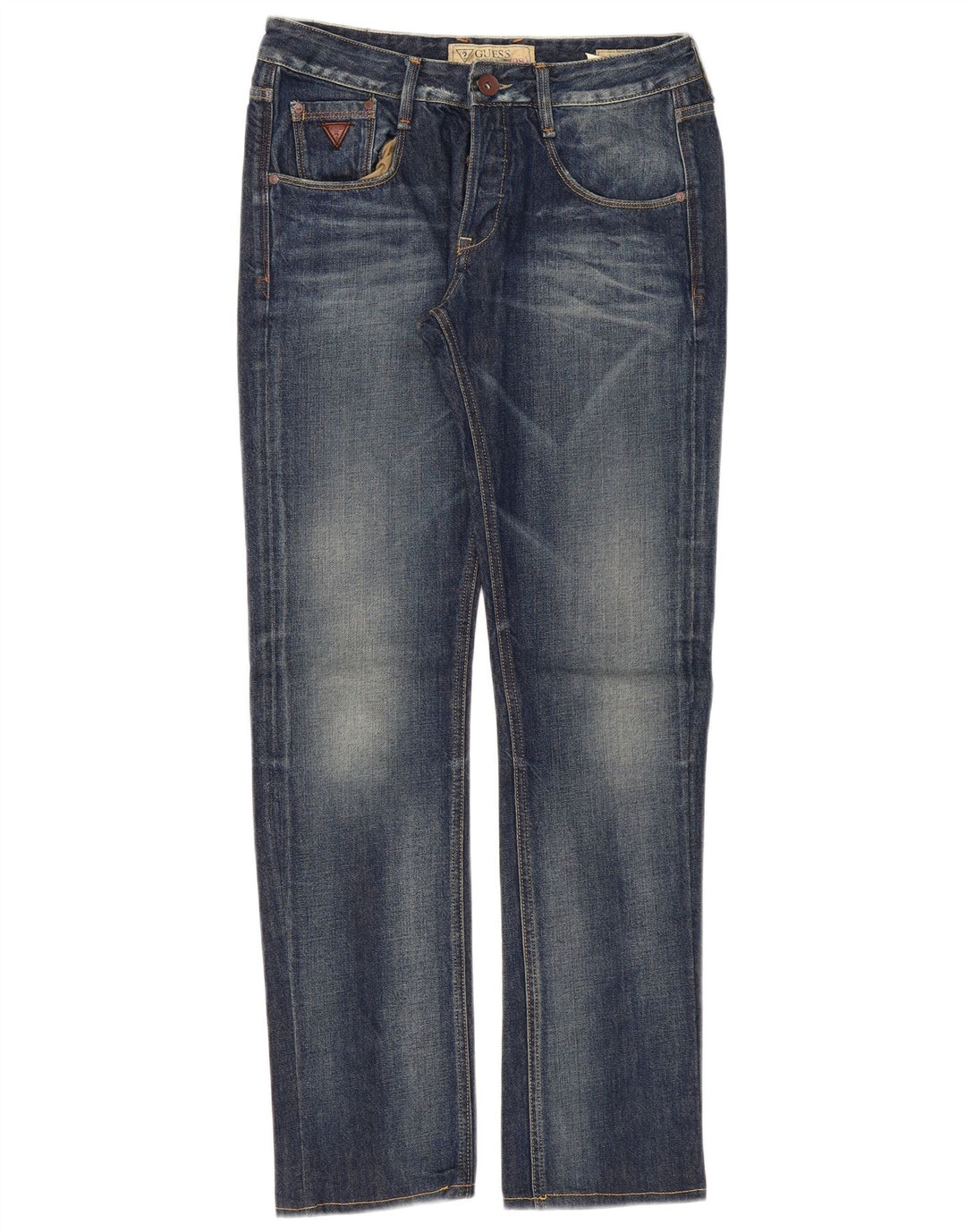 Guess Jean Droit Femme W30 L33 Bleu Marine Coton