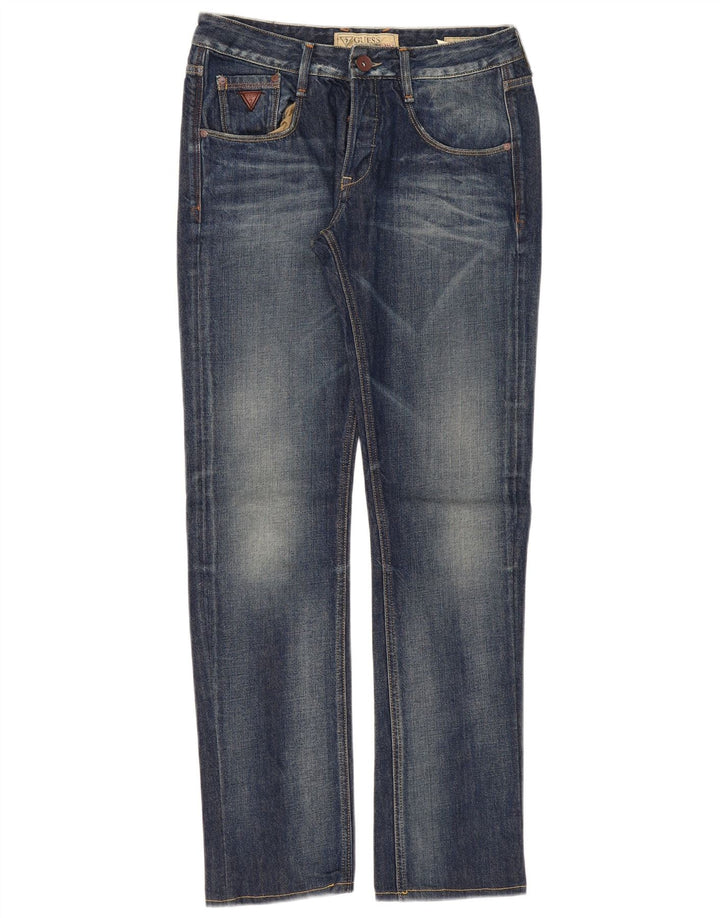 Guess Jean Droit Femme W30 L33 Bleu Marine Coton