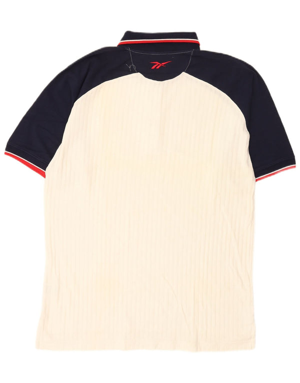 Reebok Polo Homme Blanc Moyen Colourblock Cotton