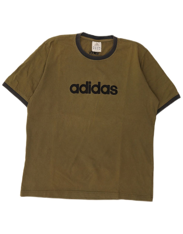 Adidas T-Shirt Graphique Homme Kaki Moyen Coton