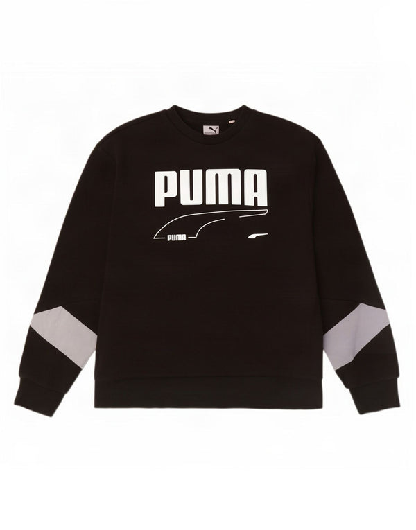 Puma Sweat-shirt graphique pour homme XL en coton color block Noir