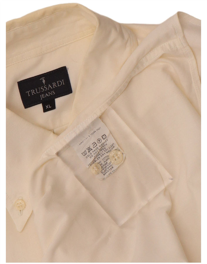 Trussardi Jeans Chemise Homme XL Blanc Coton