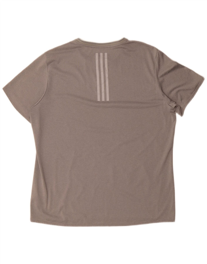 Adidas Hommes Running T-Shirt Top XL Gris Rayé Polyester