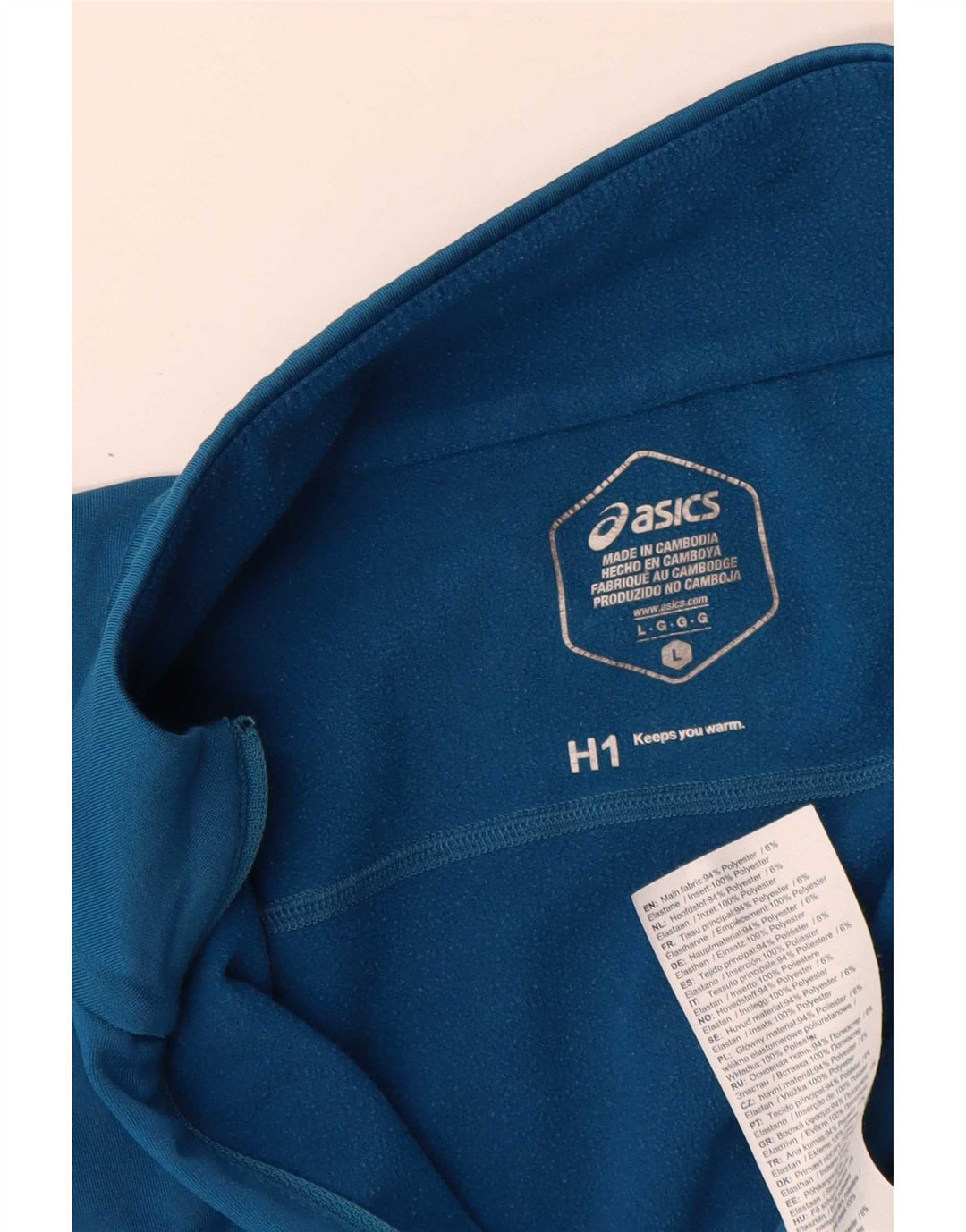 Asics Haut de Survêtement Pull Homme Grand Bleu Colorblock Polyester Sports