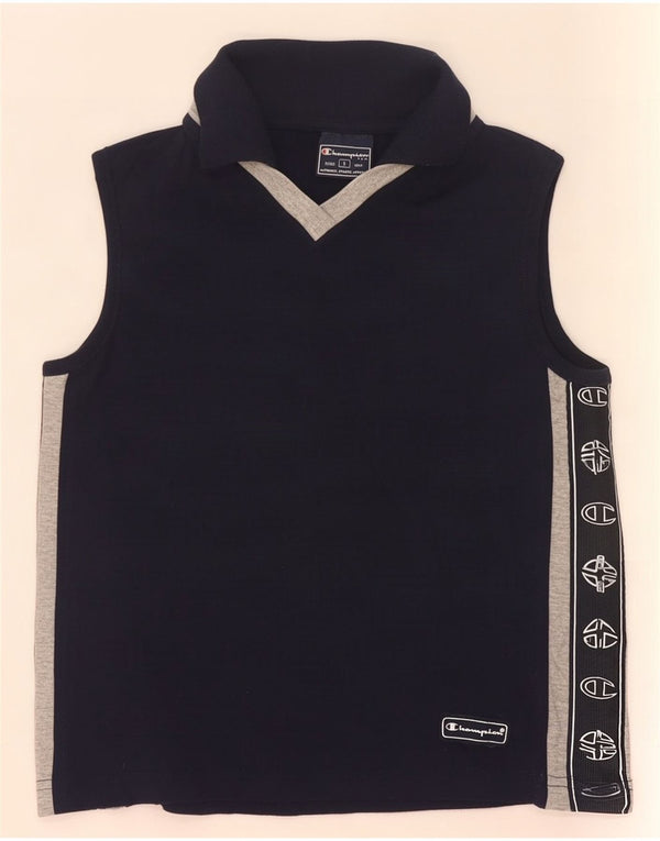 Champion Polo graphique court pour femme UK 10 Small Bleu marine Colourblock