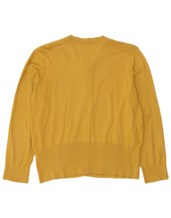 Monsoon Cardigan Femme Pull UK 22 3XL Jaune Coton