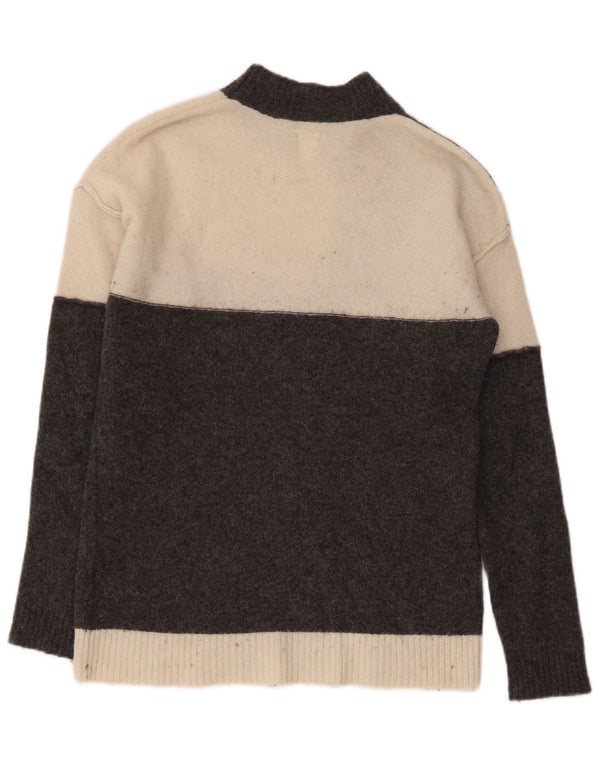 John Lewis Pull à col roulé pour femme UK 6 XS Gris Colorblock Laine