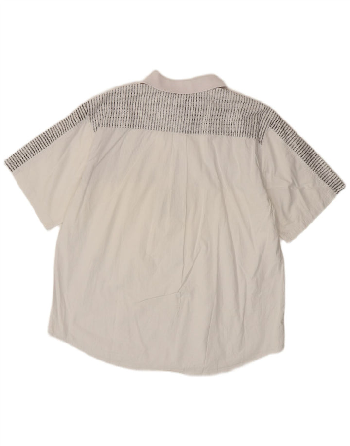 vintage Mens Manches Courtes Pull Chemise IT 52/54 Grand Blanc Rayé