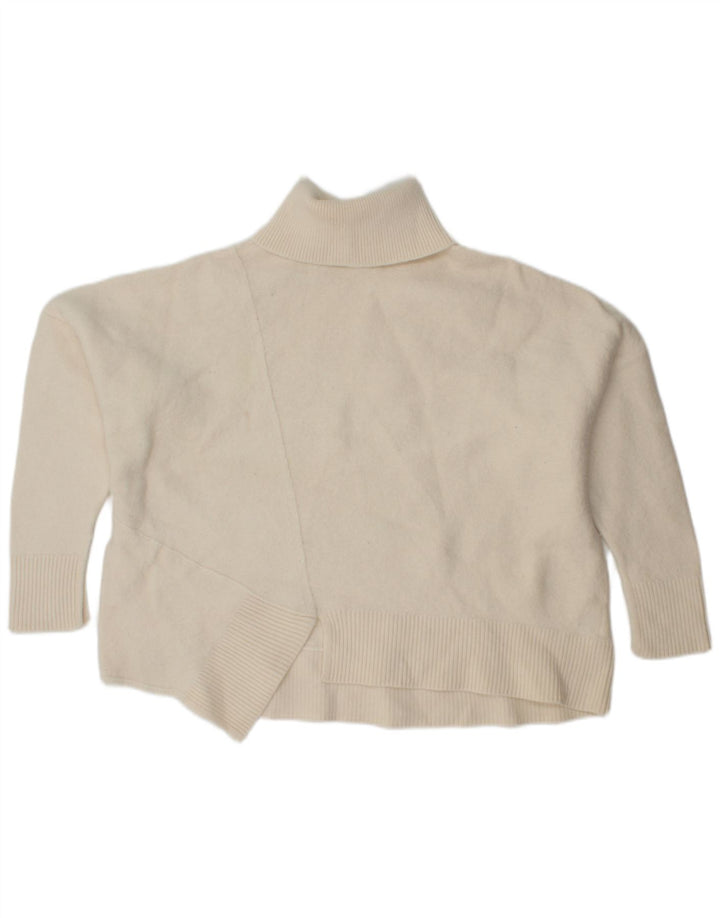 Cos Pull surdimensionné à col roulé pour femme UK 14 en laine blanche moyenne