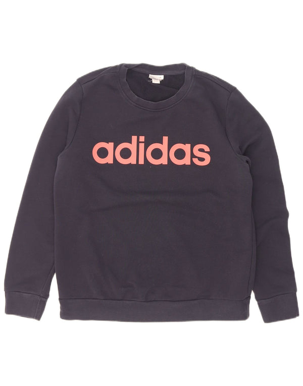 Adidas Sweat-shirt graphique pour femme UK 14 Bleu marine moyen