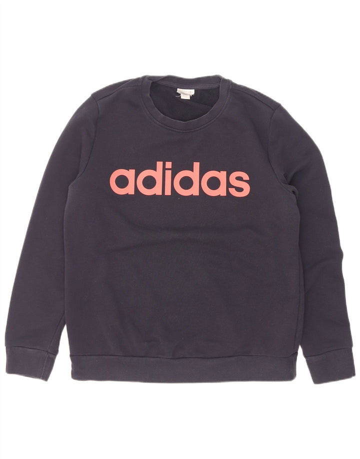 Adidas Sweat-shirt graphique pour femme UK 14 Bleu marine moyen